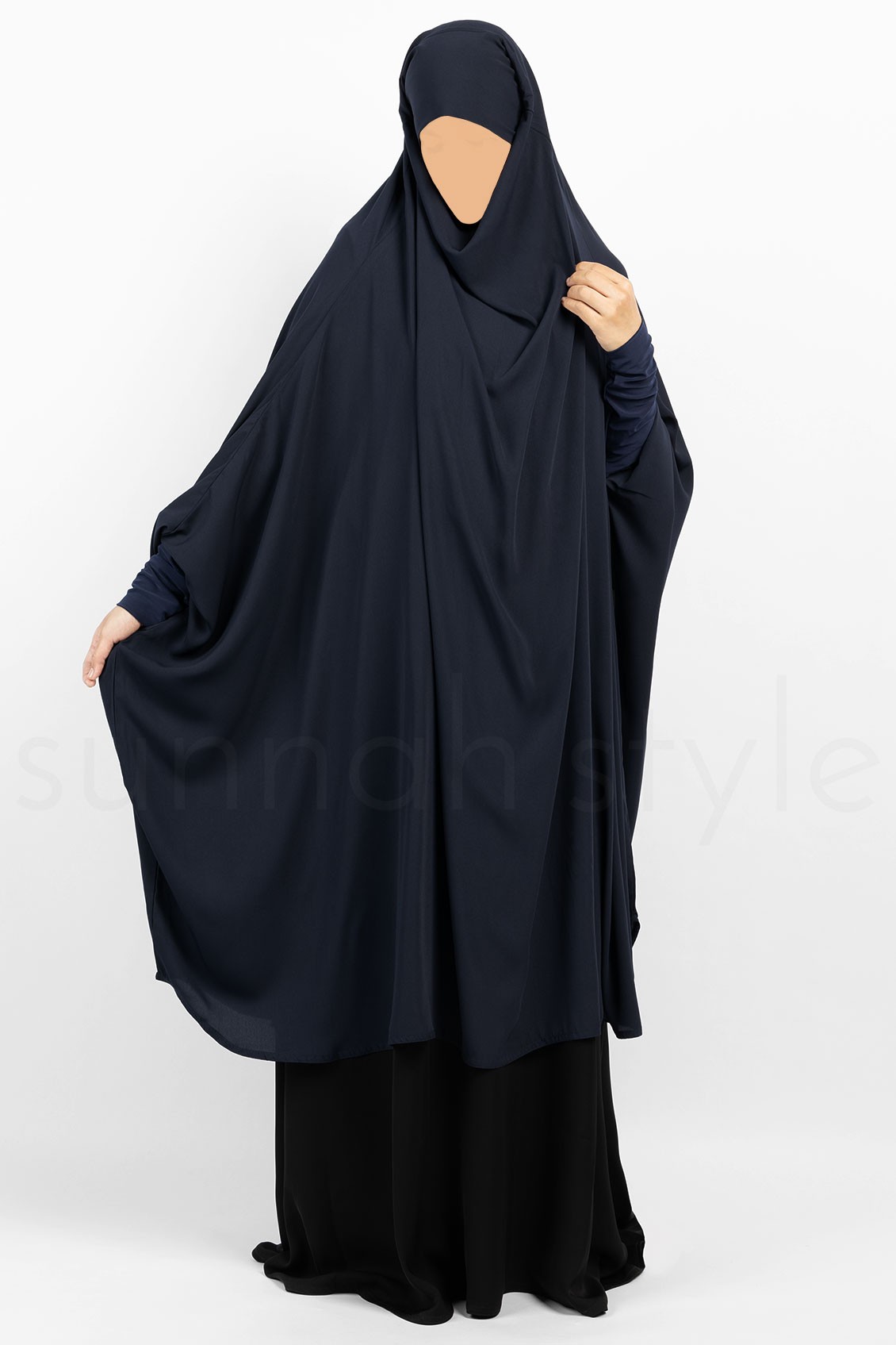 Sunnah Style Plain Jilbab Top Knee Length Navy Blue